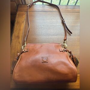 Dooney & Bourke Floretine Vachetta Leather Hobo Slouch Shoulder Bag w/ Tassels